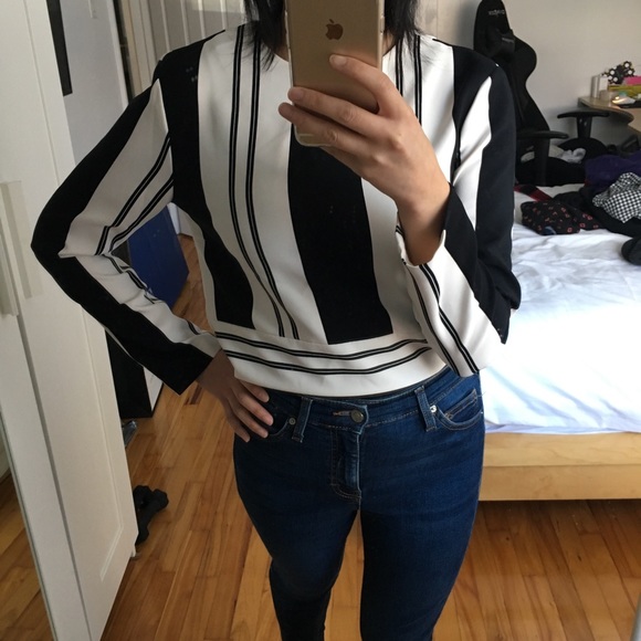 Zara black and white stripe blouse - Picture 7 of 7